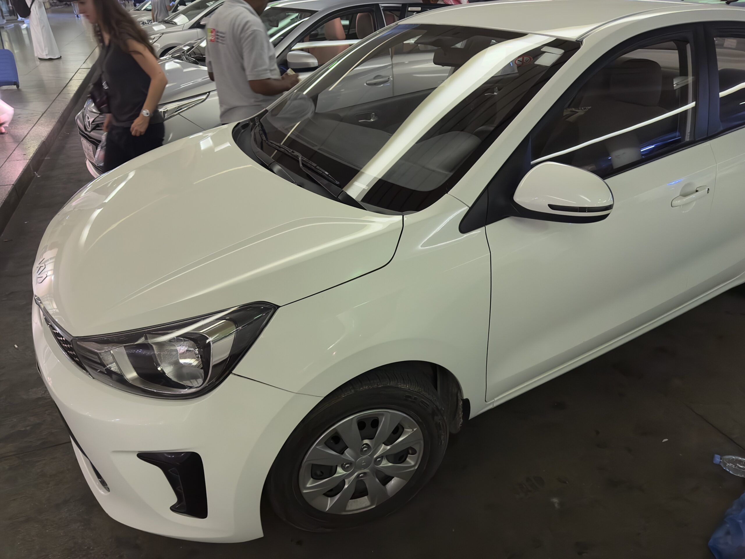 White rental car on display in saudi arabia