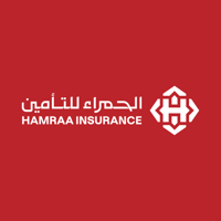 Logo hamraa insurance na czerwonym tle