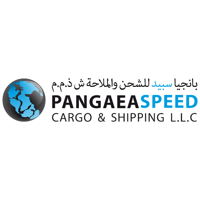 Logo pangaea speed z kulistą ikoną globu i napisem cargo & shipping l. L. C.