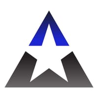 Logo tristar kuwait z niebieską gwiazdą i szarym symbolem