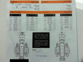 Sixt rent-a-car checklist form with handwritten rental details in saudi arabia