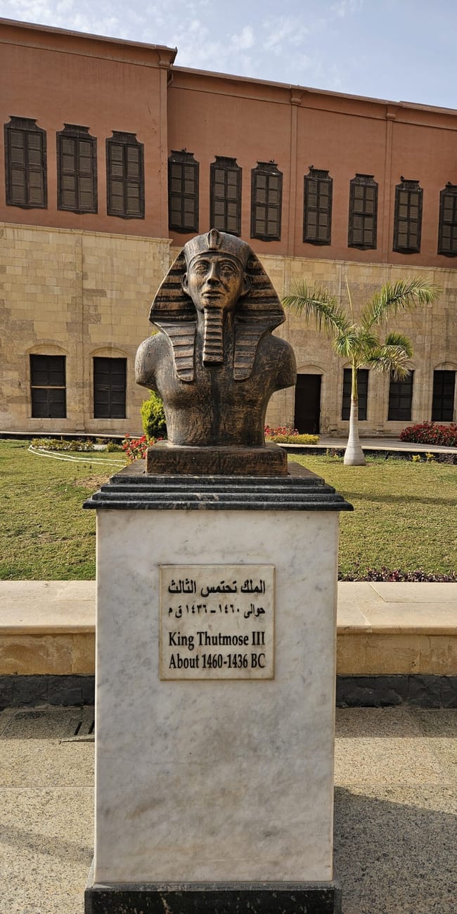Popiersie króla totmesa iii w cairo national military museum w kairze.