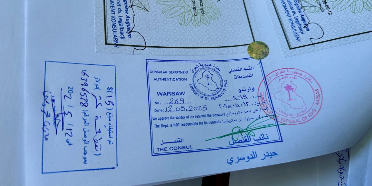 Poland, Warsaw Legalization of documents from Iraq
