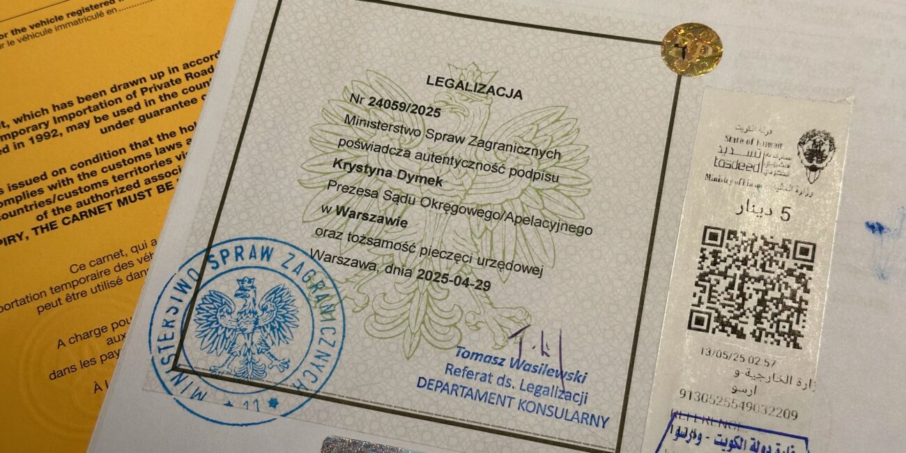 Iraq, legalization documents for vehicle