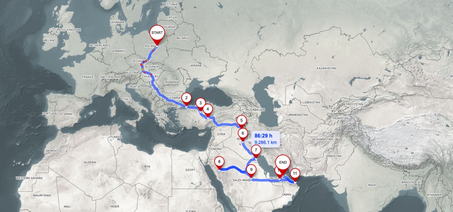 Desert horizons, route map