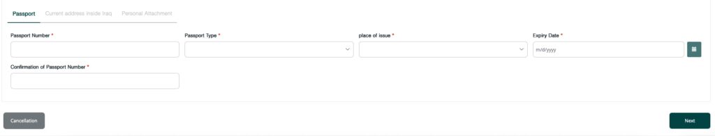 Iraq, visa portal details of person