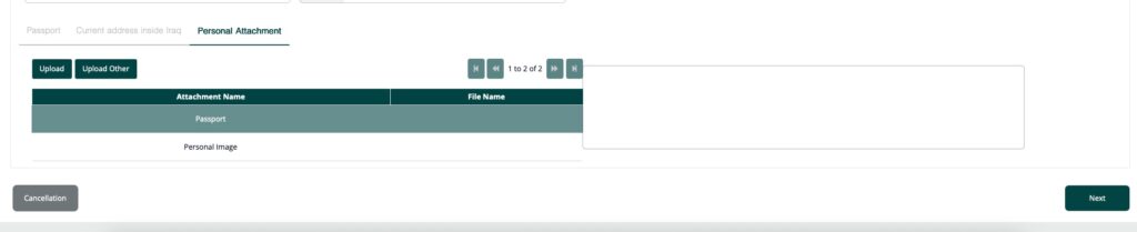 Iraq, visa portal details of person