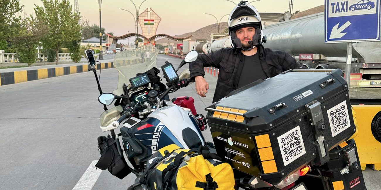 Iraq, kurdistan border filip with motorcycle