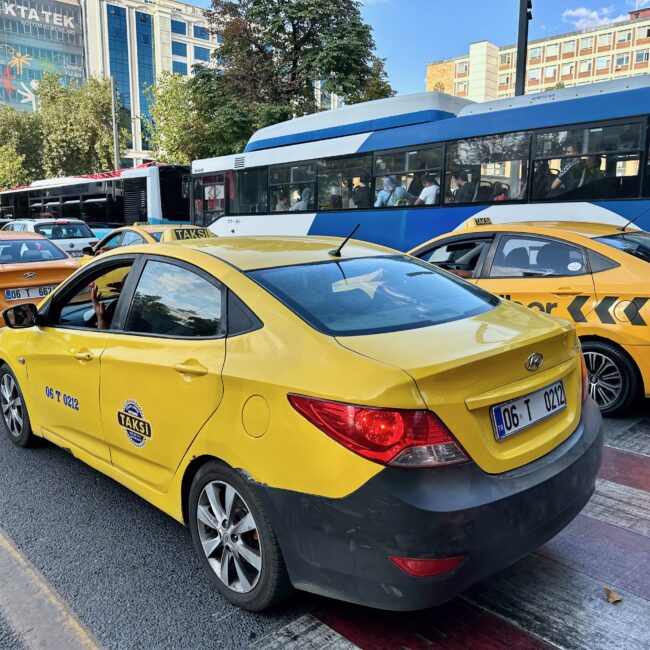 Turkey, ankara taxi on road