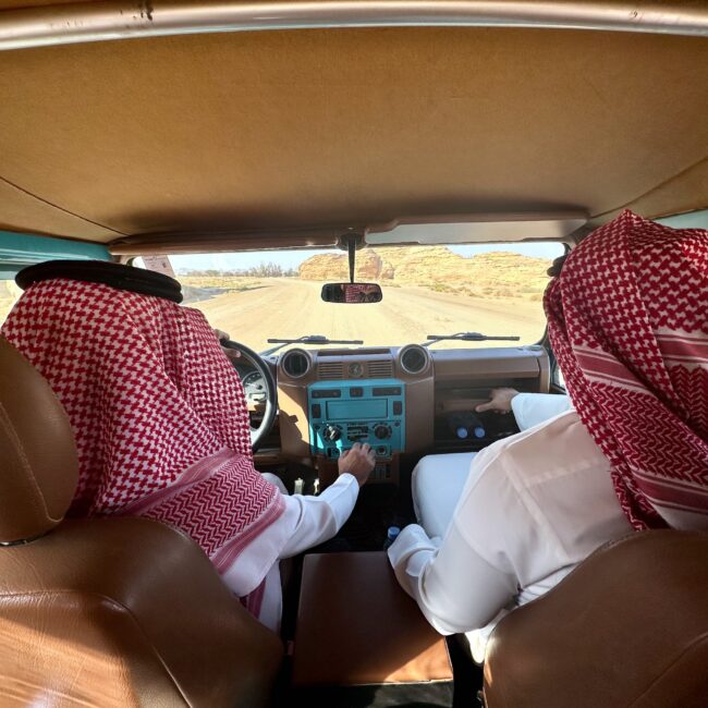 Saudi arabia, al ula hegra transport by land rover