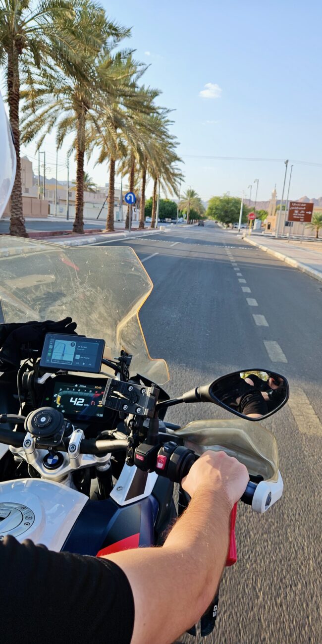 Saudi arabia, al ula filip on motorcycle